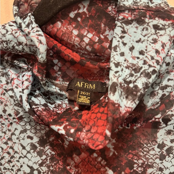 AFRM Midi Long Sleeve Mesh Blue Snake Pattern Dress - Picture 3 of 7